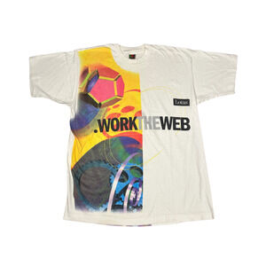 VINTAGE Lotus Software "Work the Web" T-shirt 1990s Y2K Mens Size XL Hanes